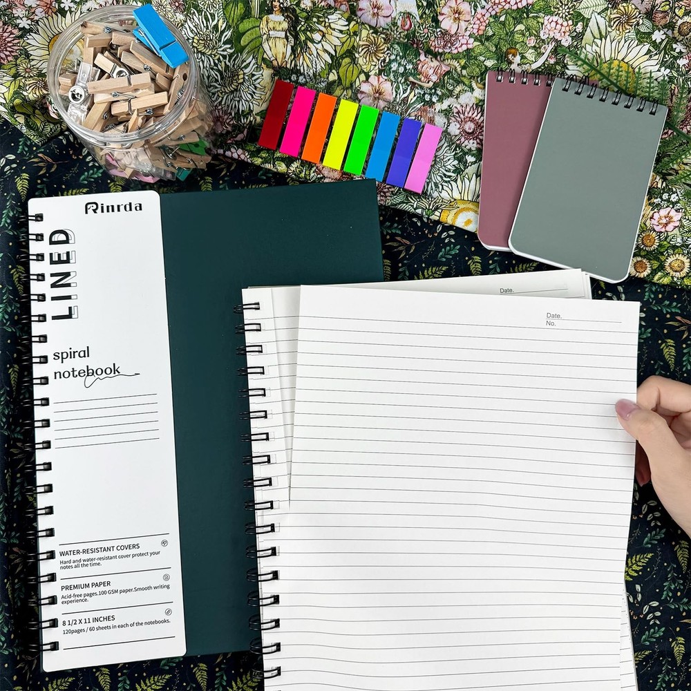 Lined Notebook Spiral Notebook 8.5" x 11"-4 Pack Large Journal Hardcover Note...