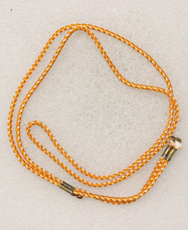 Original WWII Rayon Dog Tag Chin/Cord - orange/white, Signal