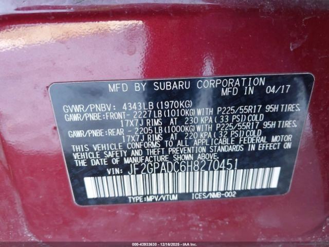 XV CROSST 2017 Transmission Shift 1004863