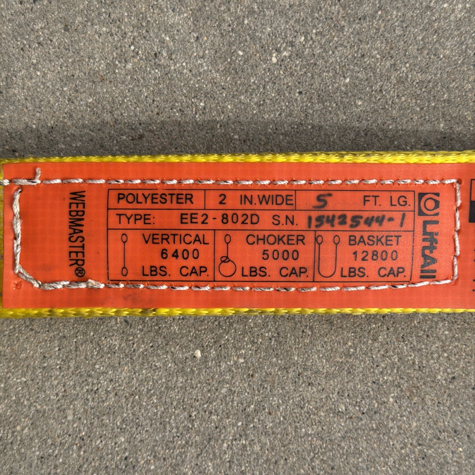 LiftAll Eye x Eye Polyester Web Sling 5' x 2" Wide 6400lb Vertical Cap. EE2802D