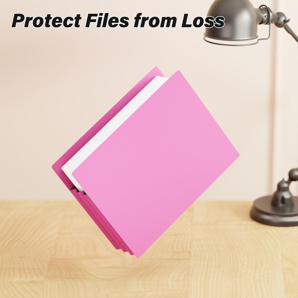 Poly 3.5”Expandable File Pockets,6 Pack Extra Capacity File Pockets Folders,L...