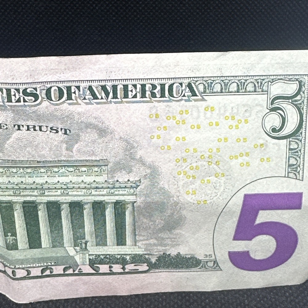 2017A Federal Reserve Note Over Inking ERROR $5 Five Dollar Bill