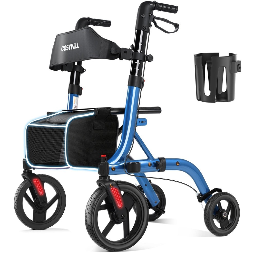 COSYWILL Walker with Seat,Foldable Rollator Walker,10" Wheels,Height...