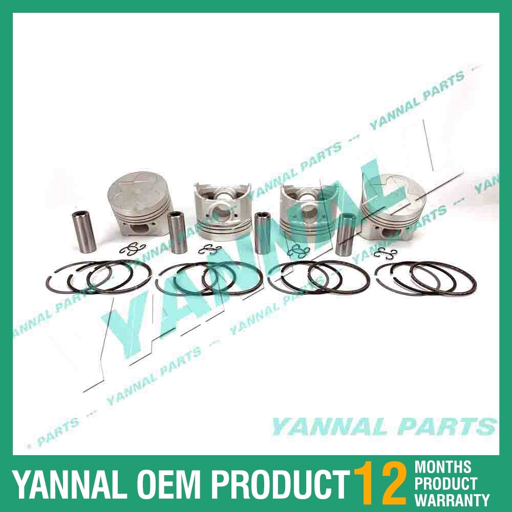 4Pcs Piston With Piston Ring+0.5mm For Kubota V3300IDI 91H engine (oversize)