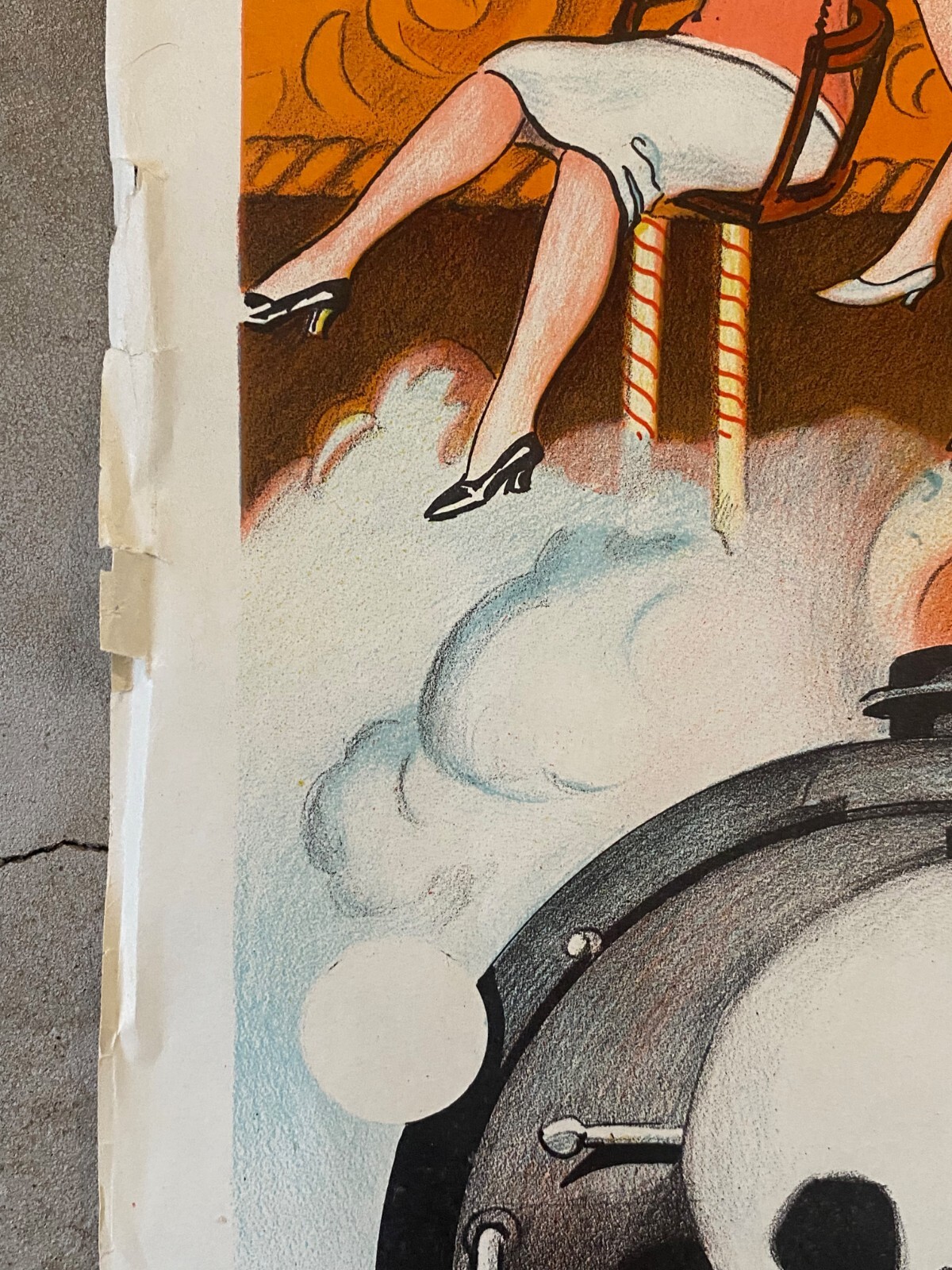 Antique/VTG 30's Carnival Fun Fair Poster, Motorcycle Death Riders, Ghost Train