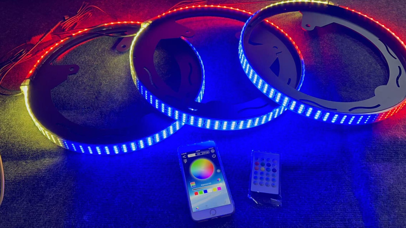 Four Rolls Quad Row 3PCS CHASING Wheel Lights for Slingshot 2015-2025 APP+Remote