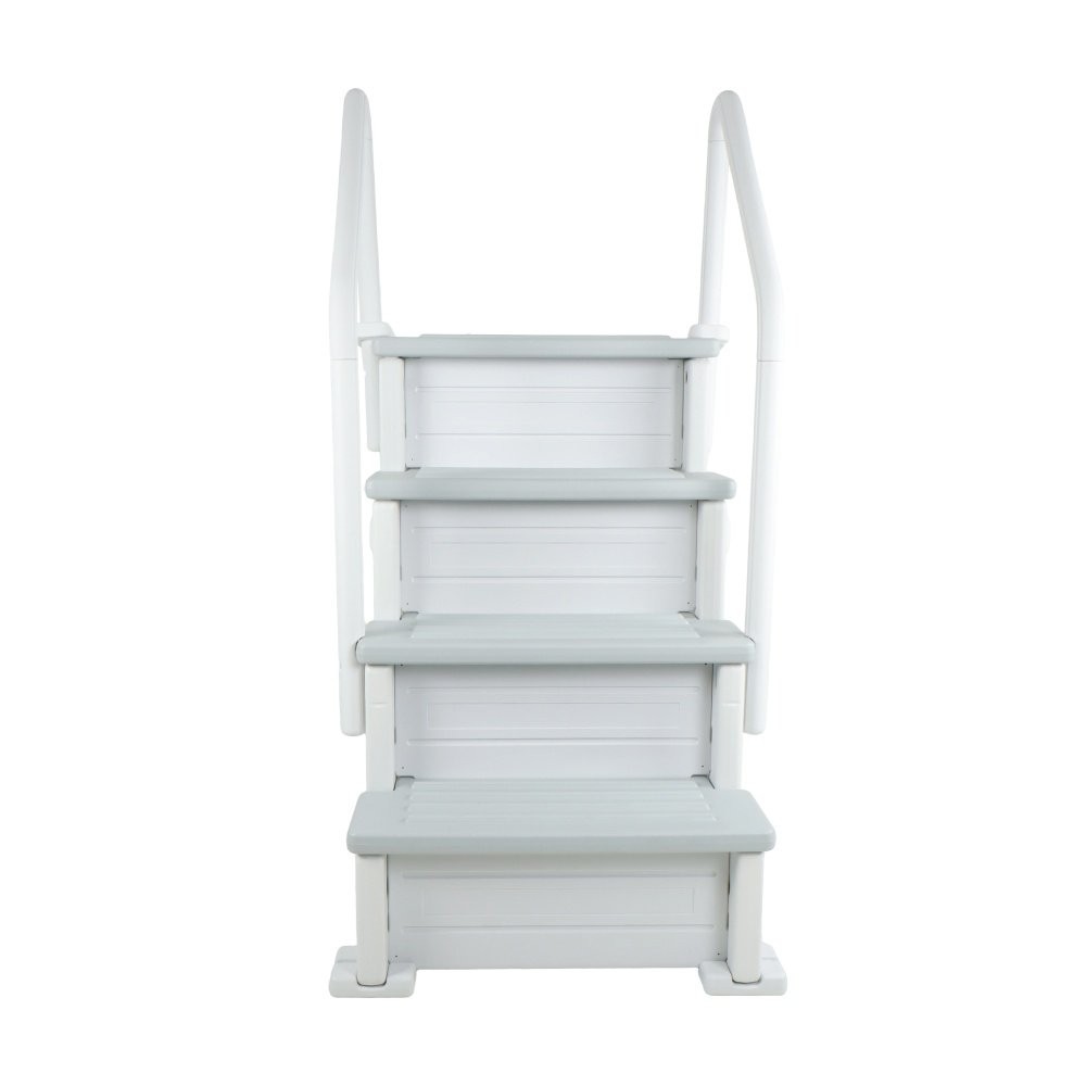 White Swimming Pool Ladder Heavy-Duty 4 Step Above Ground w/ Handrails Plastic