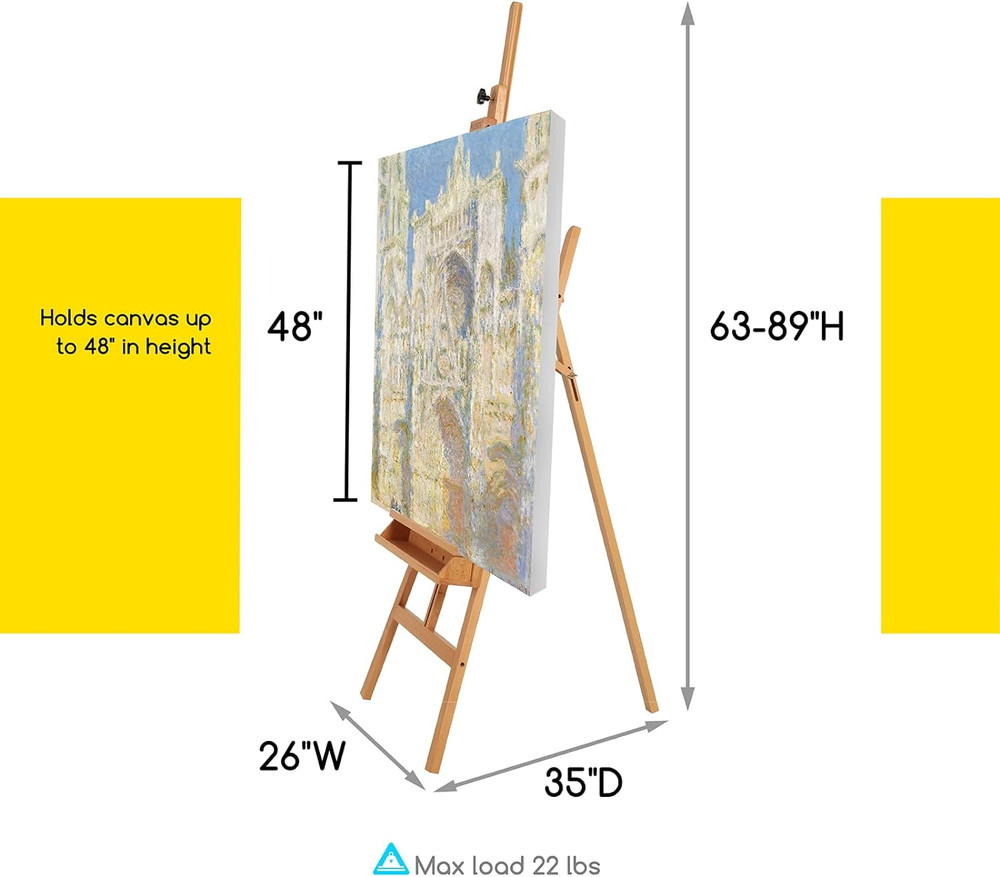 Large Painters Easel Adjustable Solid Beech Wood Artist Easel, Studio Easel for