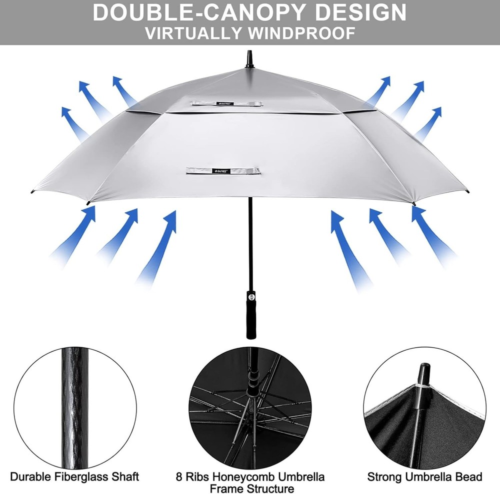 Extra Large Golf Umbrella 62/68 inch Square Vented Windproof Auto Open Double...