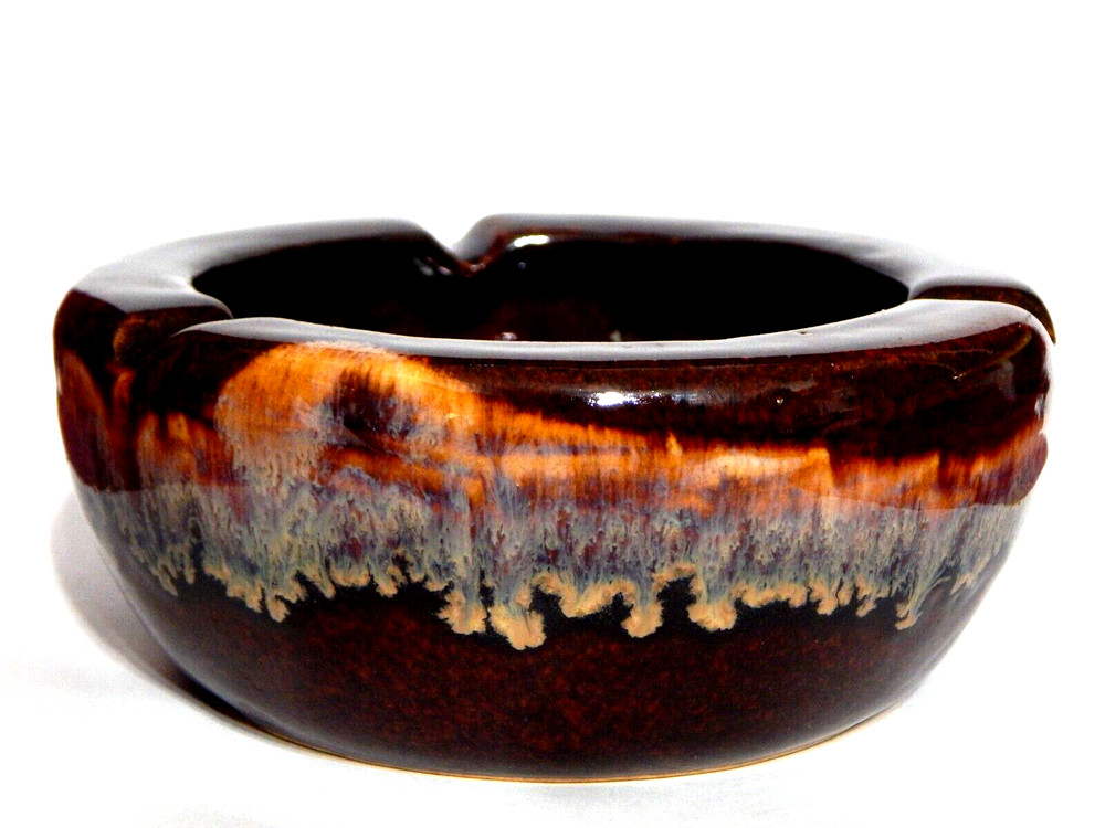 Stoneware 1960's Psychodelic Drip Ceramic Ashtray