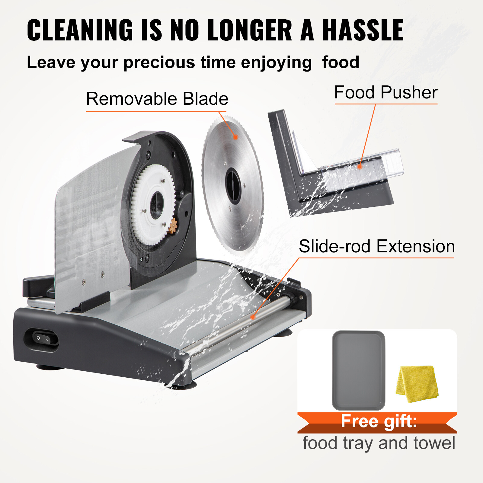 VEVOR 7.5" Electric Meat Slicer 200W Deli Meat Food Cutter Slicer Kitchen Home