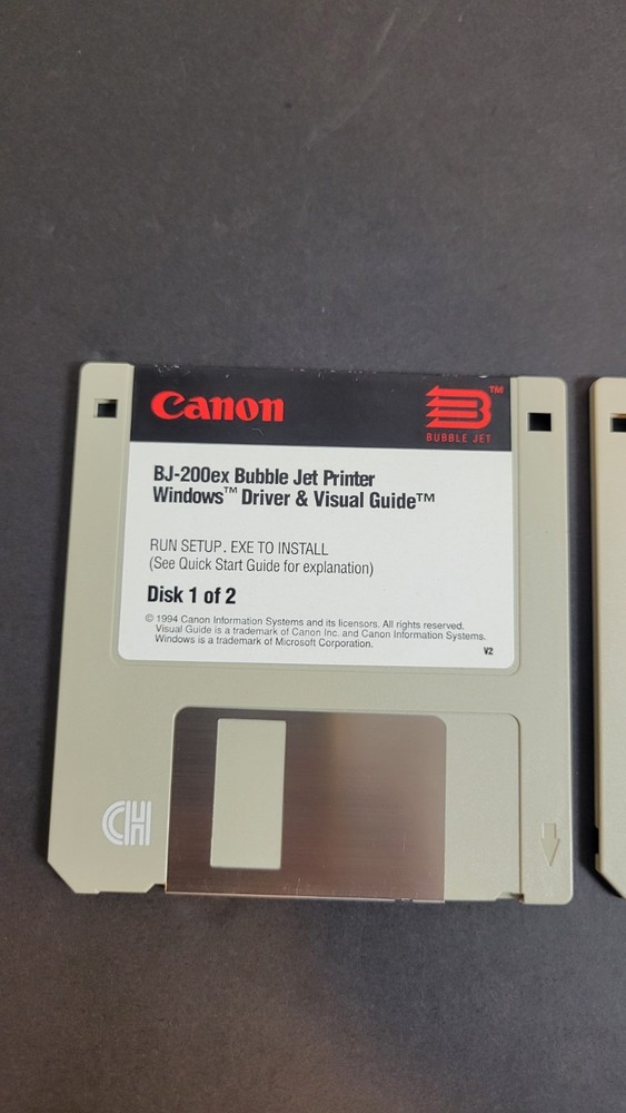 Canon BJ-200ex Bubble Jet Printer Drivers & Visual Guide Disks (2-Disk Set)