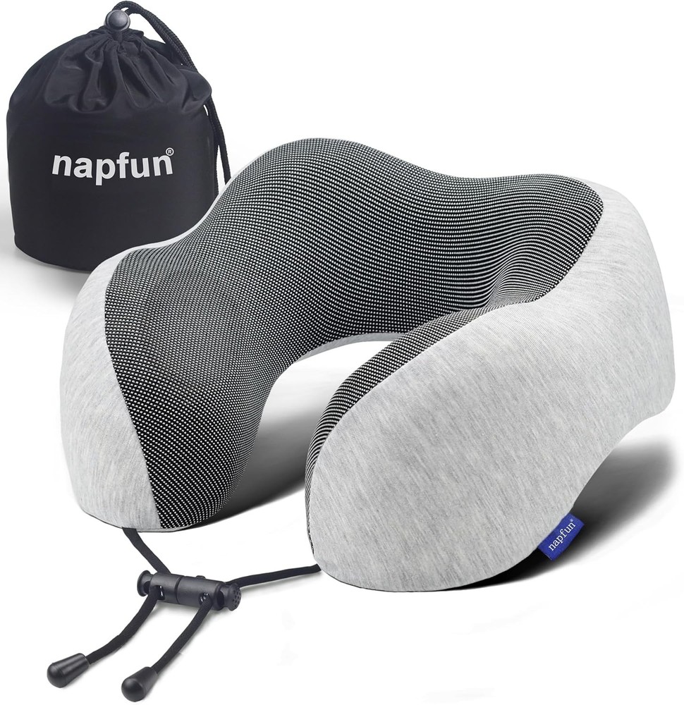 Light Grey Machine Washable Neck Pillow - Adjustable Softness for Every Journey