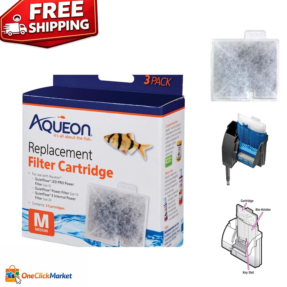 Medium Filter Cartridges - 3 Count Compatible with Various Fish Filters