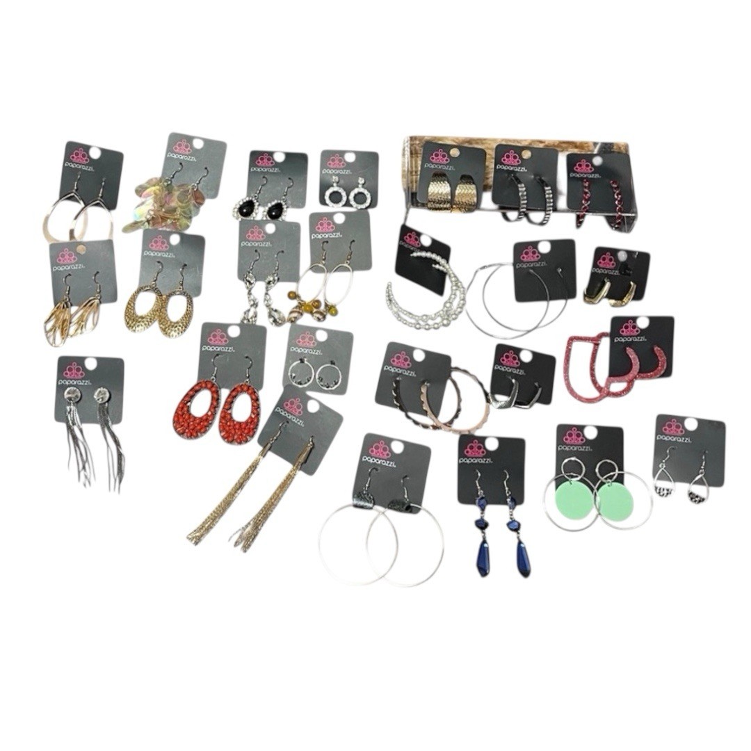 Paparazzi Fashion Costume Jewelry Assorted Earrings Hoops Dangle Boho Set Of 25