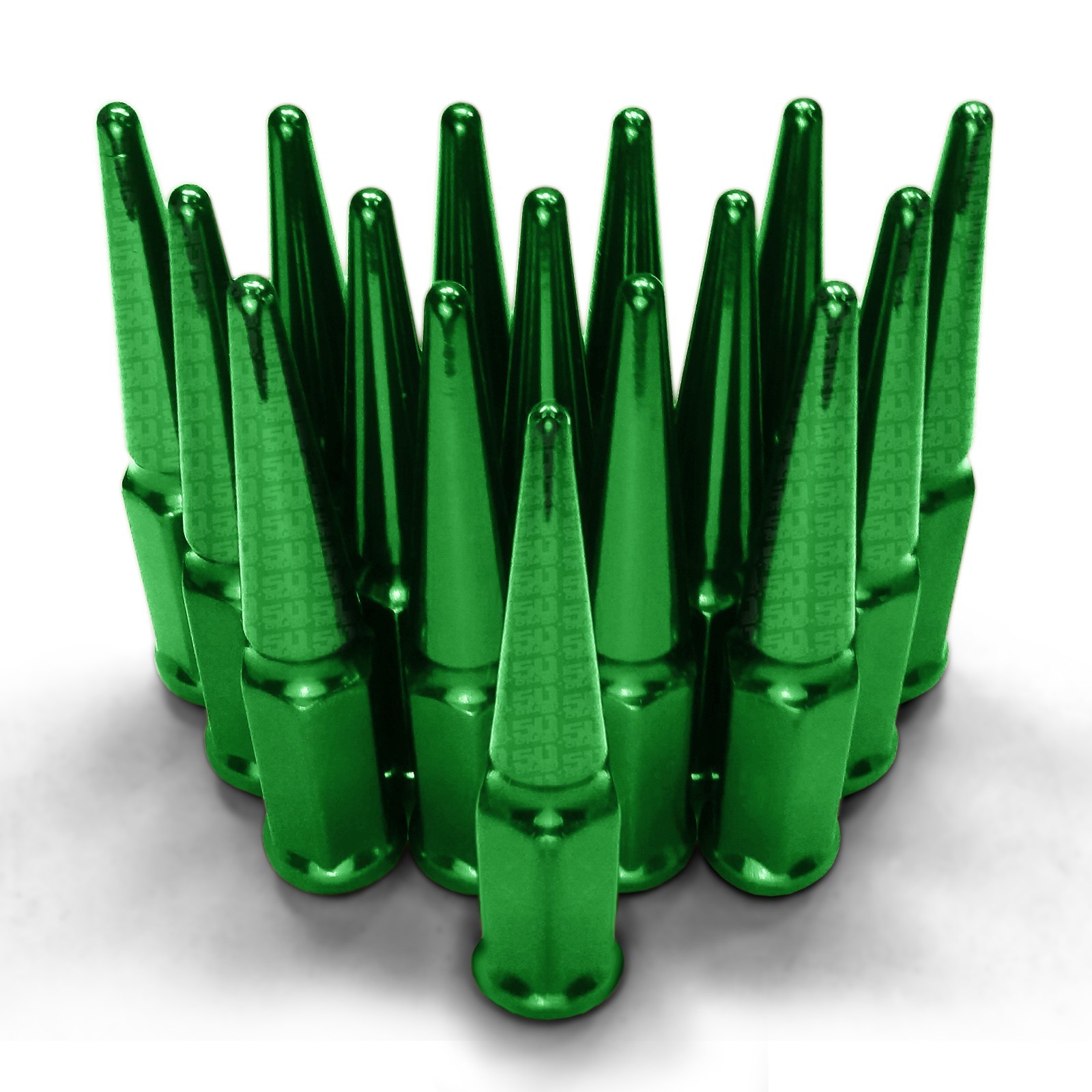 Green Long Steel Spike Lug Nuts 10x1.25 ATV Can-Am Yamaha Honda Suzuki Kawasaki