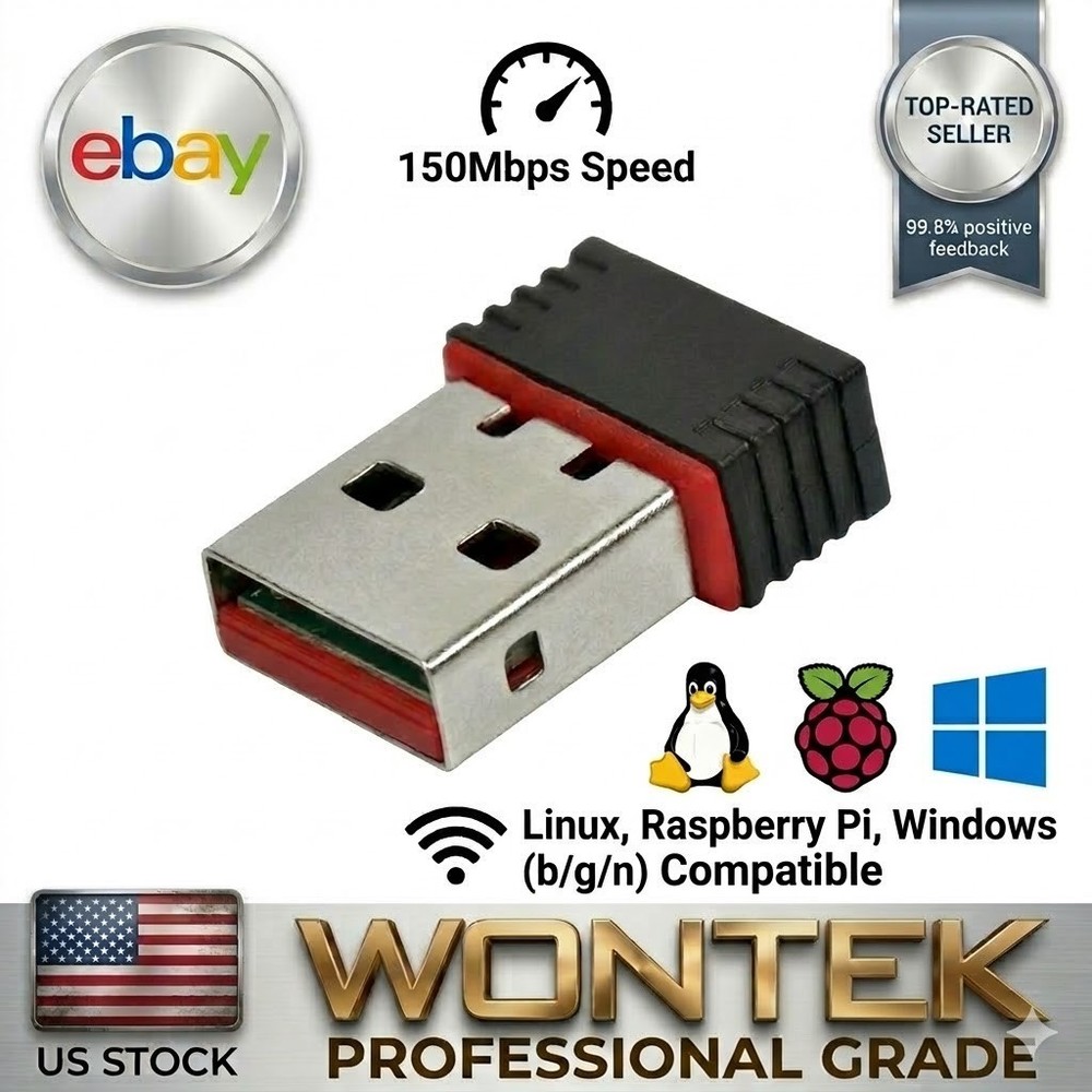 Ultra-Nano USB 2.0 Wireless Adapter (Windows/Linux/Raspberry Pi)