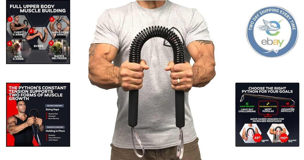 Python Power Twister - Upper Body Strength Training Tool (45-110 lbs)