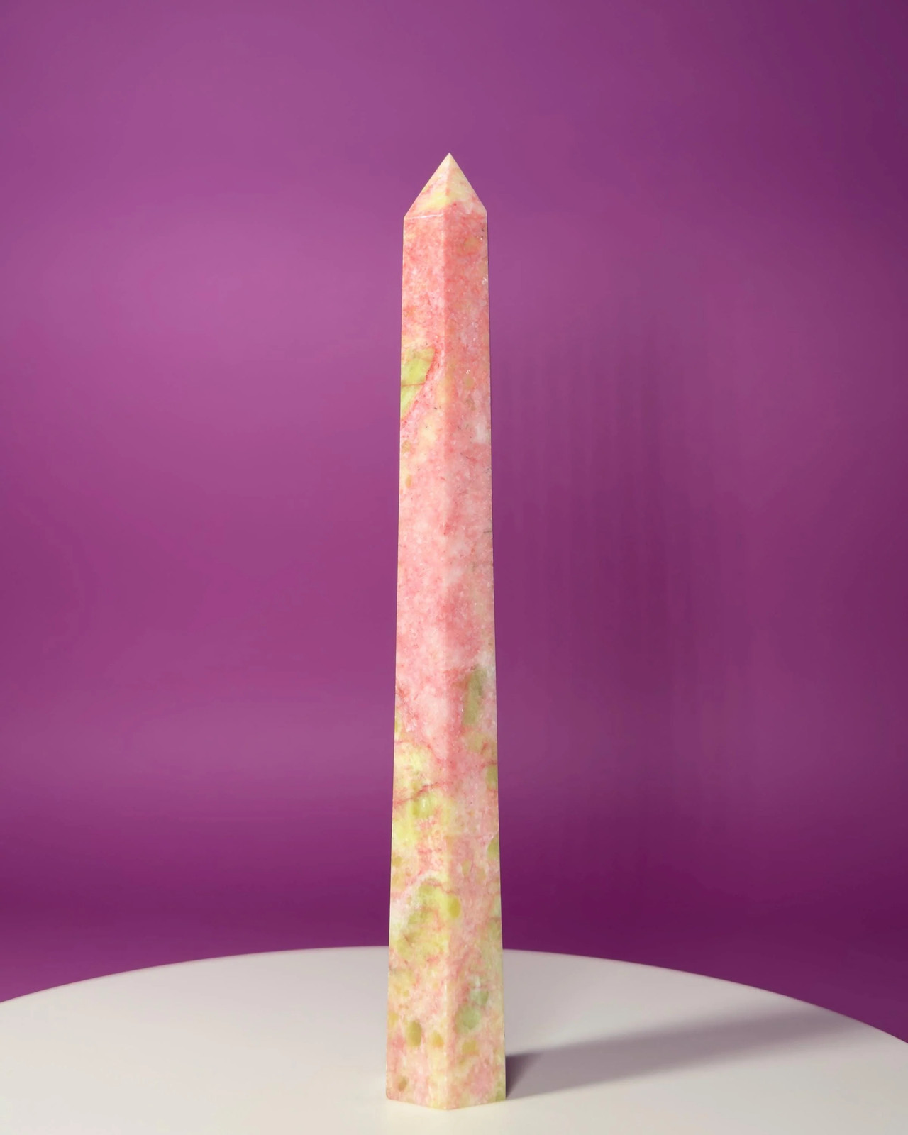 Thulite Tower 524g 10" Pink Crystal Tower Rare Norwegian Stone