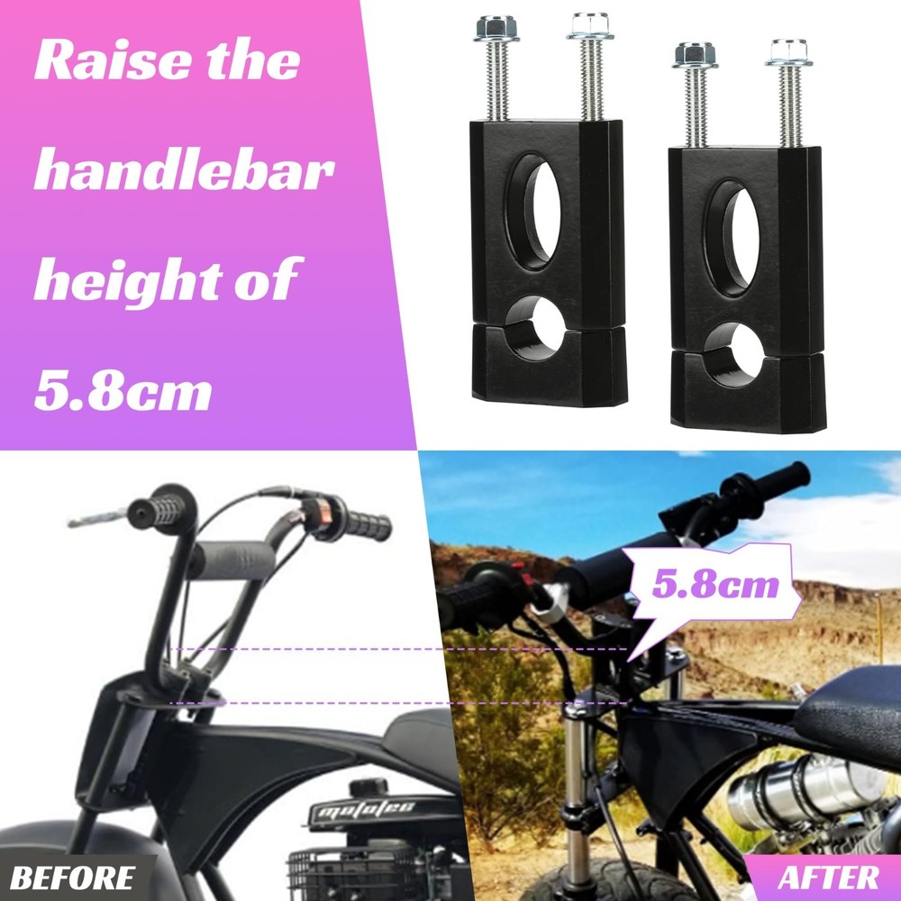 Mini Bike Handlebar Risers 7/8 22mm Riser Replacement black