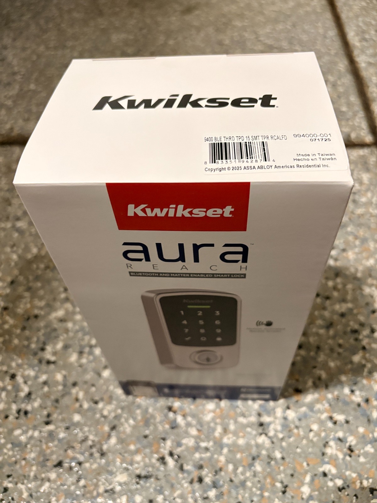 Kwikset Aura Reach Matter Over Thread Bluetooth Smart Deadbolt Lock-Satin Nickel