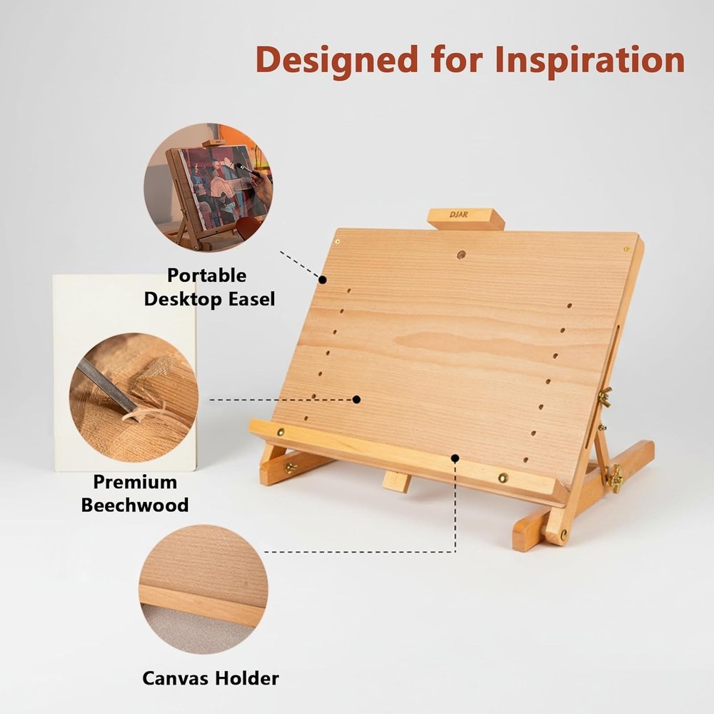 Tabletop Easel Painting Adjustable Solid Beech Wood Table Top Easel Stand