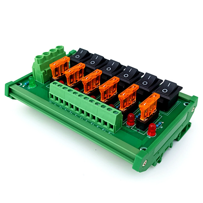 DIN Rail Mount 6 Position Switch Power Distribution Module Fuse Splitter Board