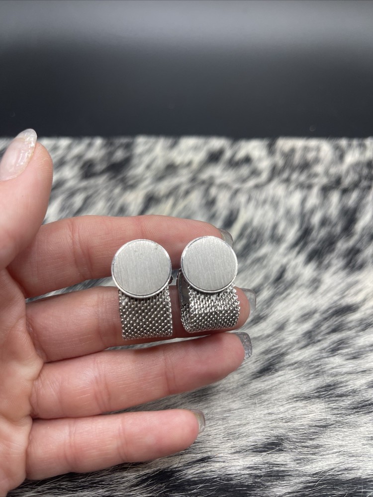 Vintage Cufflinks Wrap Around Silvertone #Q53