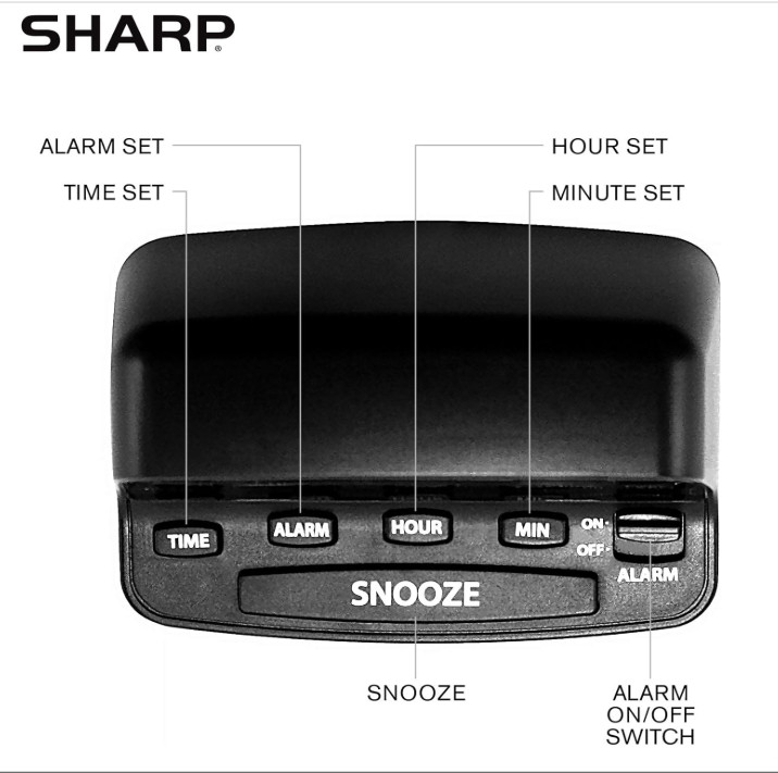 SHARP Digital Alarm Clock with Red LED & Battery Backup, Easy to Use