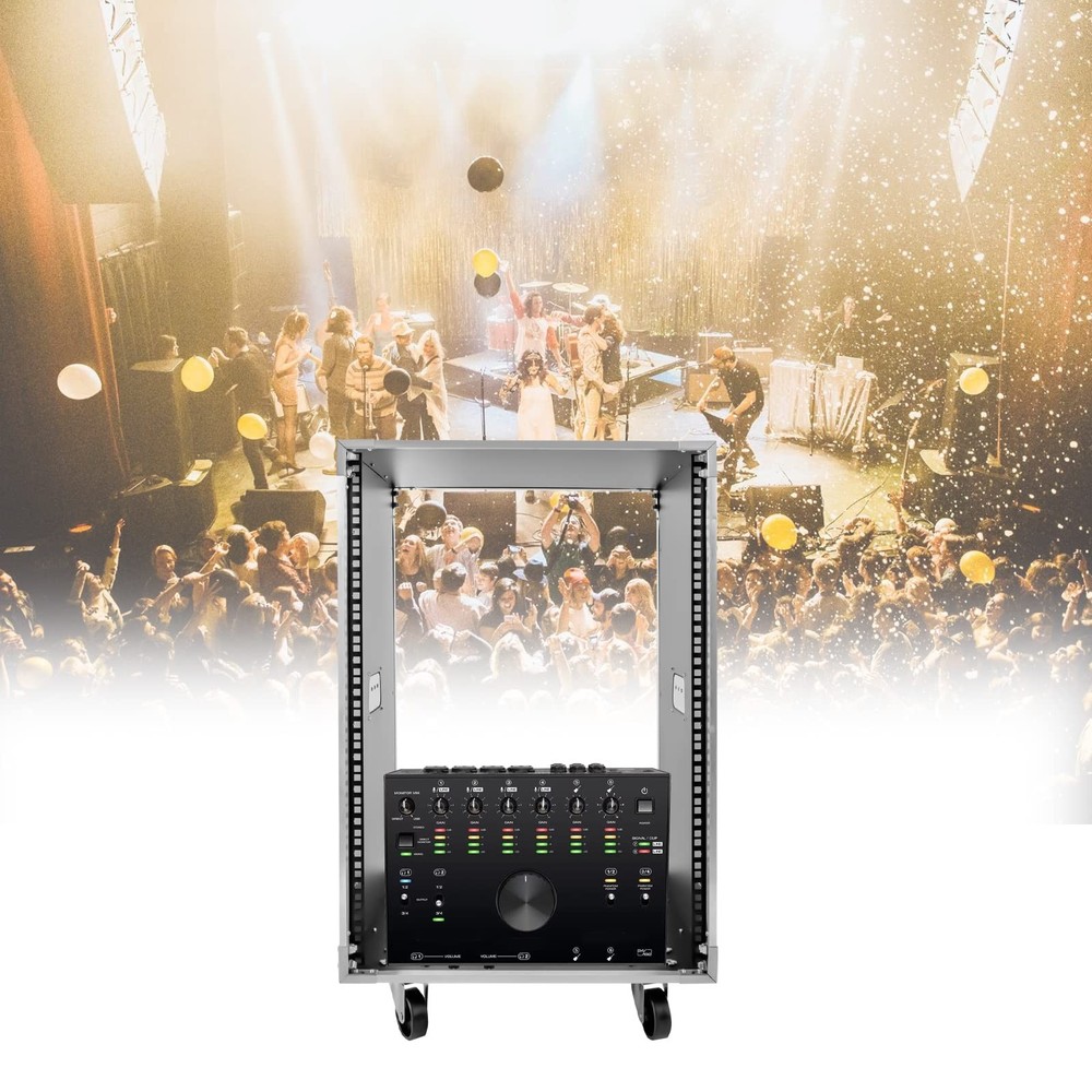 16U Portable Rolling Network Rack 4-Post Server Rack with Wheels Black