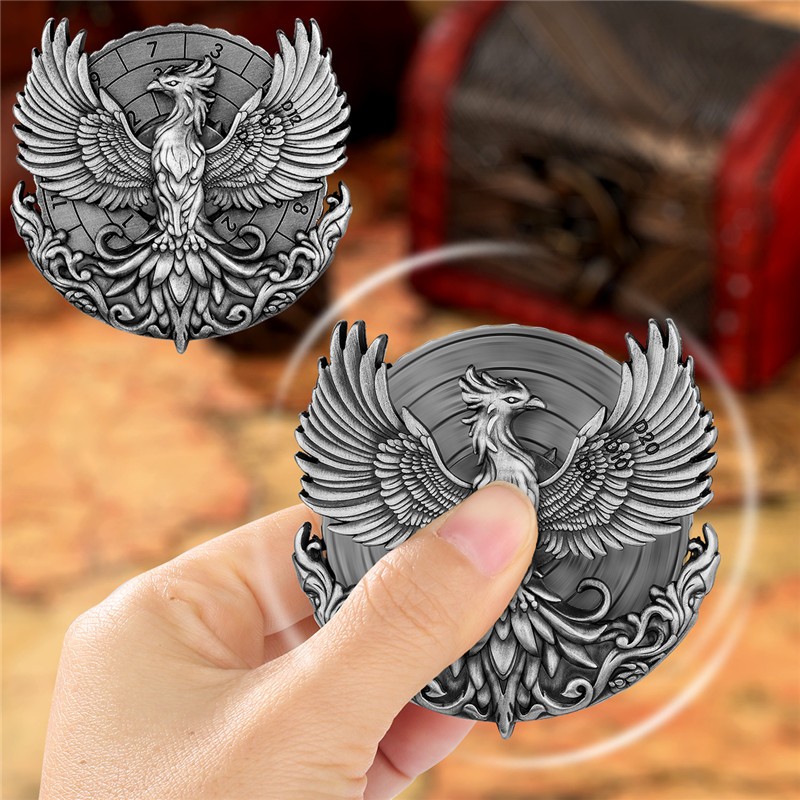 Mythical Phoenix Spinner Dice Solid Metal Rotating Die for Dungeons & Dragons
