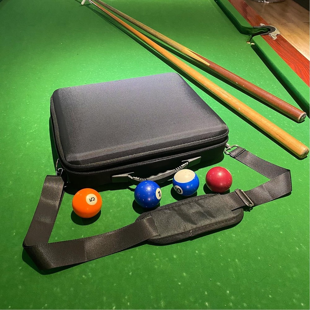Pool Ball Carrying Case,Hard Billiard Case Cue Rectangle, Black