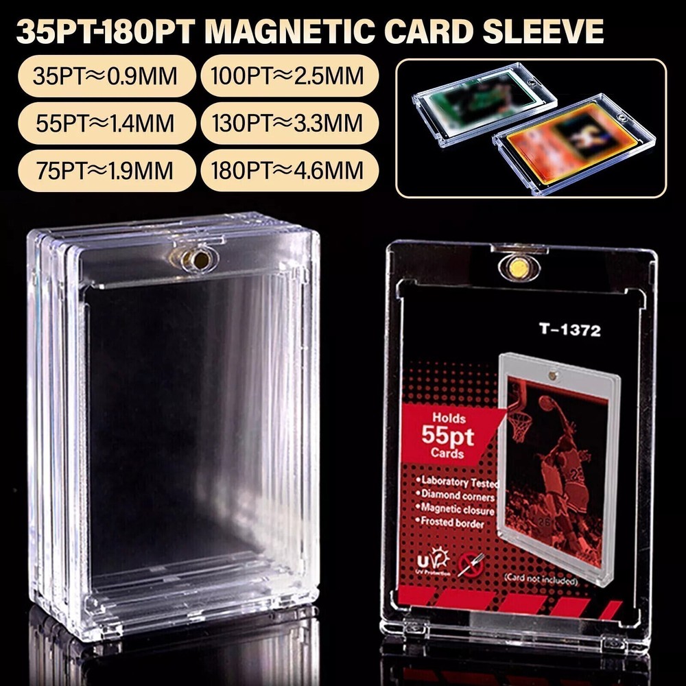 1-50X Magnetic Card Holders 35-180PT For Trading Sports Cards Protectors Sleeve