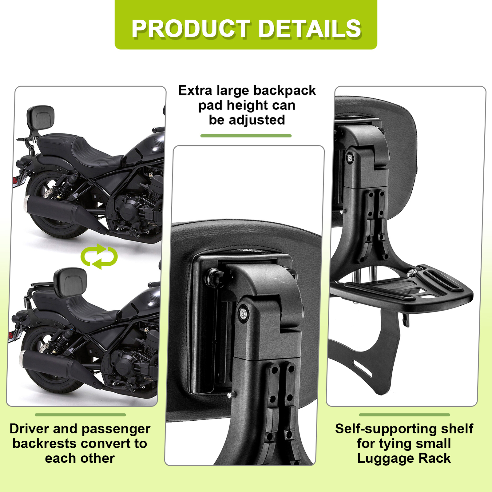 Multi-Purpose Backrest Sissy bar Fit For 2021-2024 Honda Rebel 1100 CM 1100 DCT