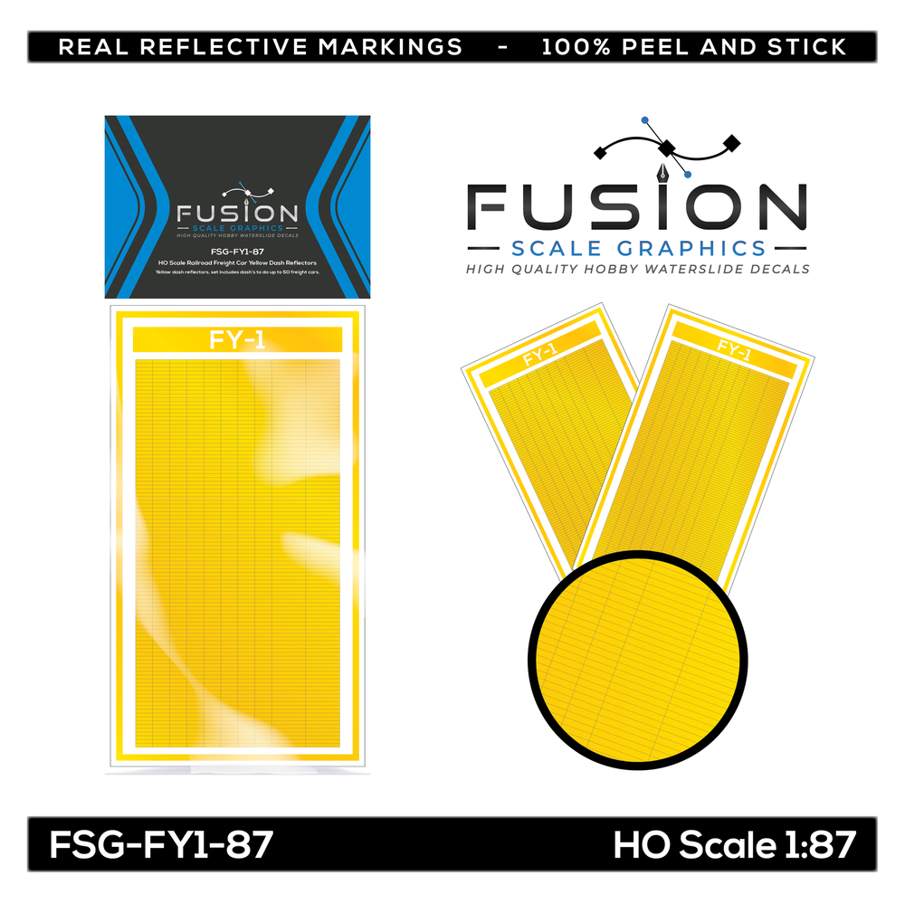 HO Scale Railroad Freight Car Yellow Reflective Markings Set