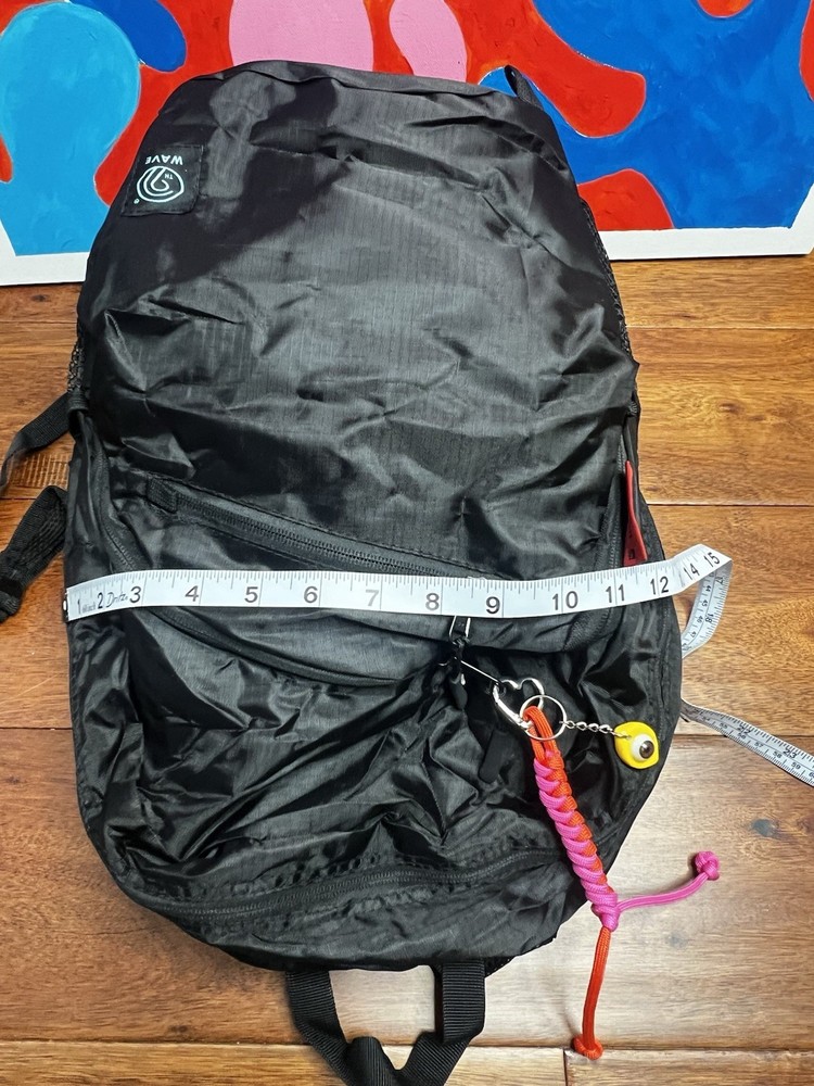 TH WAVE Black Nylon Daypack Backpack 20L, Mesh Side Pocket, Fits 15" Laptop