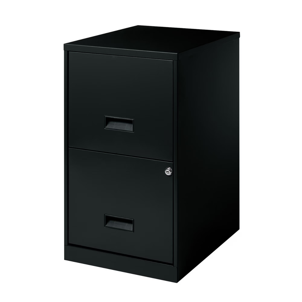18" Deep 2 Drawer Letter Width Vertical File Cabinet, Secure Locking, Black