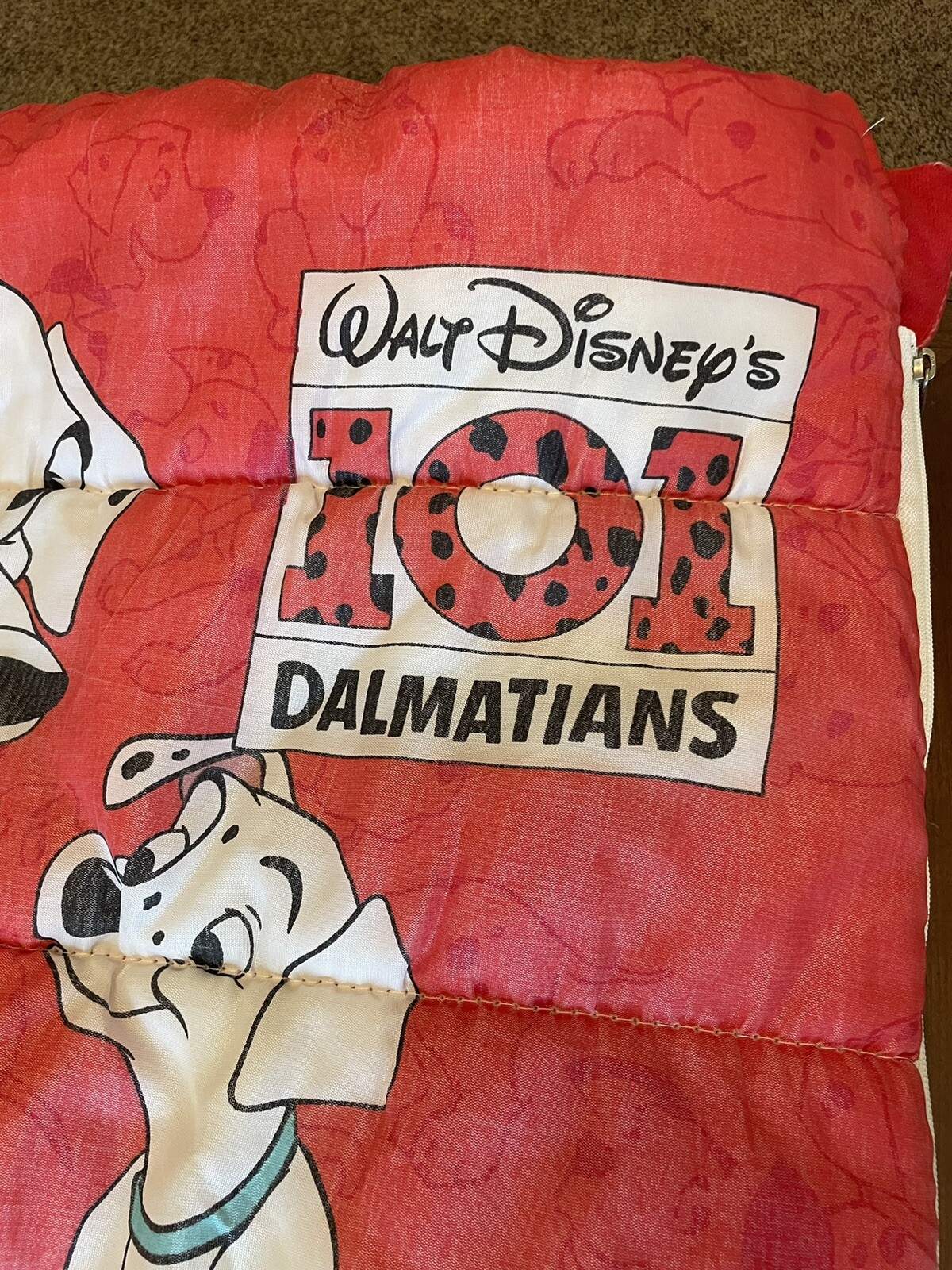 Vintage 90's Disney 101 Dalmatians Red Double Sided Youth Sleeping Bag Read