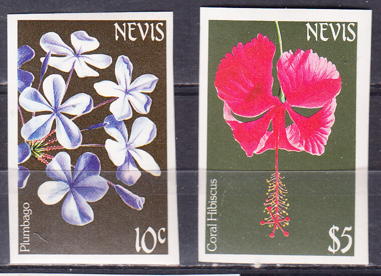 W NEVIS 0366v+370v FLOWERS IMPERFORATED
