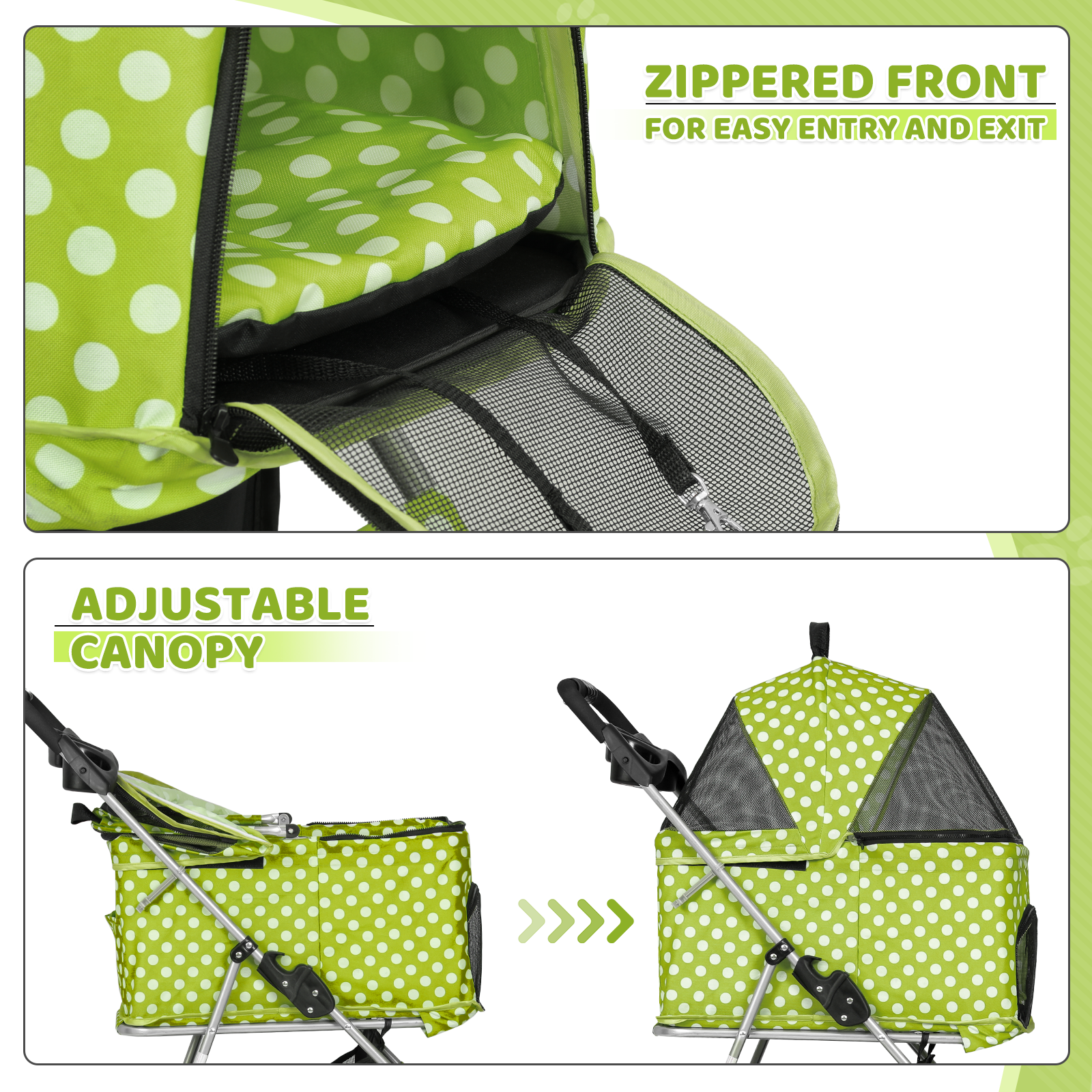 Foldable Pet Stroller Dog Stroller Removable Travel Carrier+Cup Holder 4 Wheels