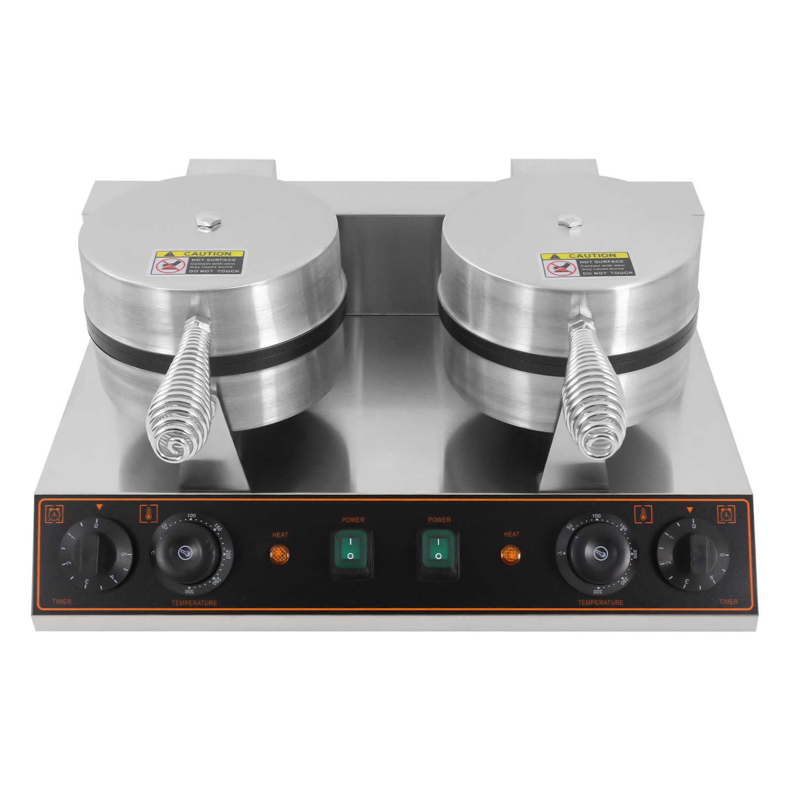 Dual Heating Plates Waffle Maker 2.4kW Adjustable Temp/Time Non-Stick Mold