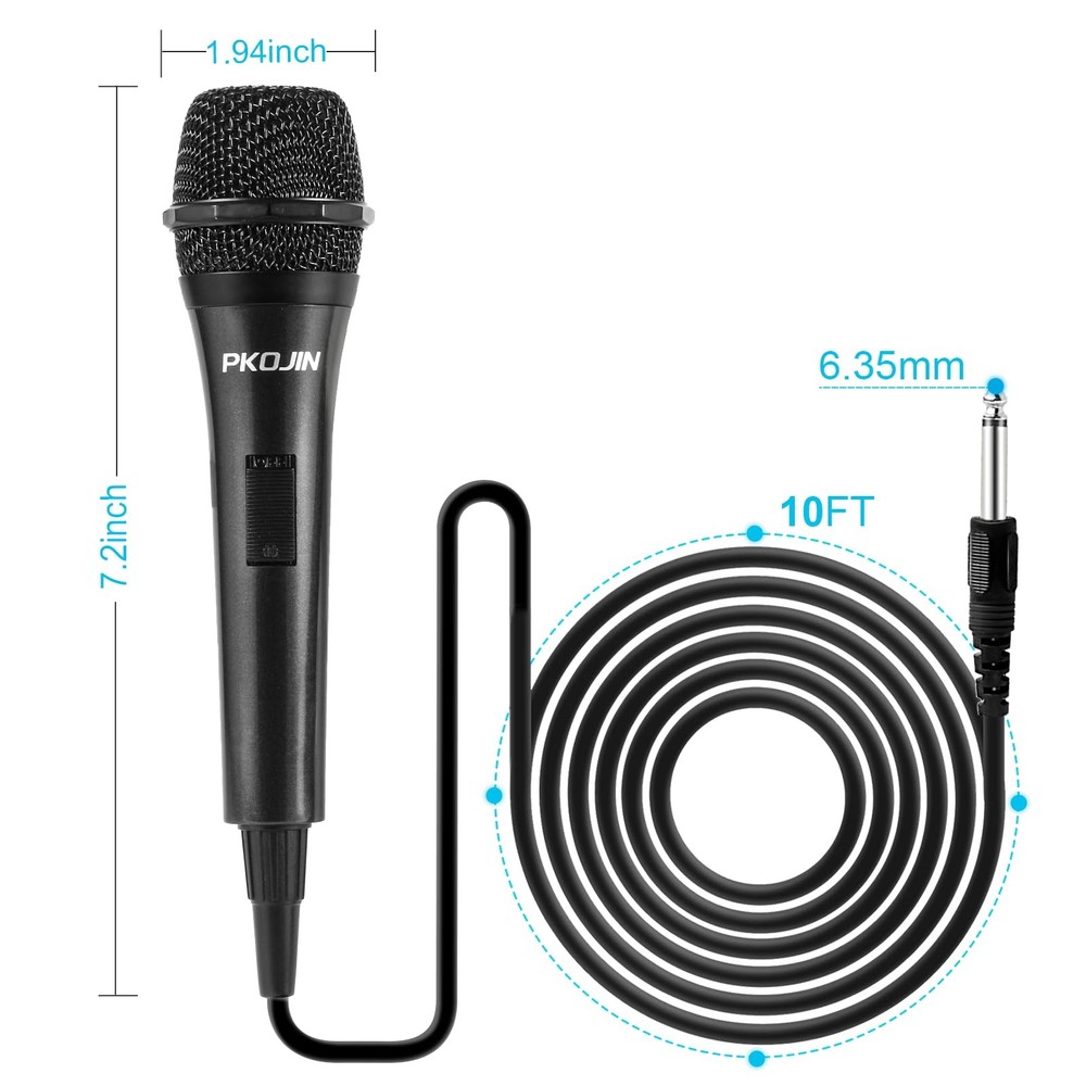 PKOJIN Dynamic Karaoke Microphone for Singing, Vocal Wired Black