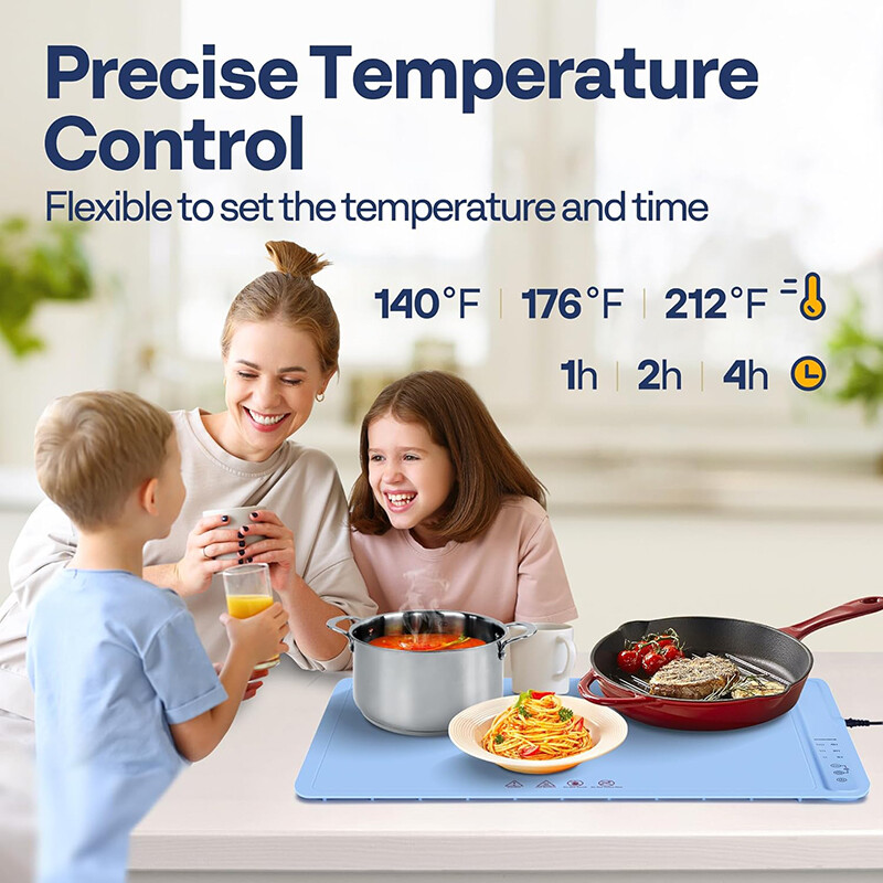 Electric Warming Tray Rollable Buffet Food Warming Mat with 3 Temp Control Timer