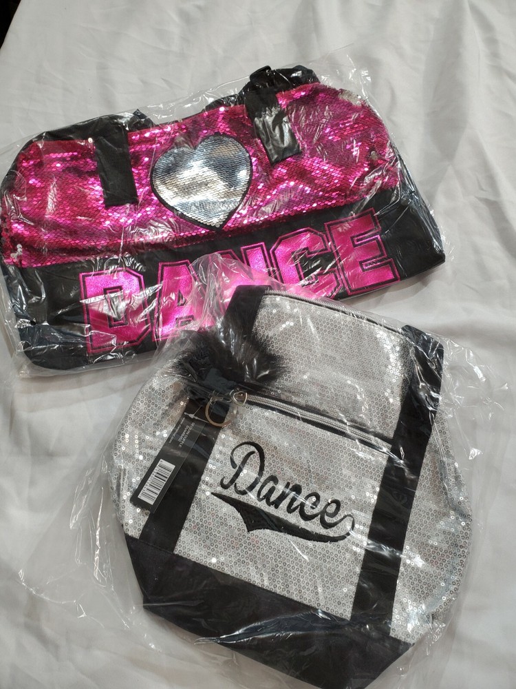 Dance Bag Bundle,  1 Medium Pink Sequin And Silver Small
