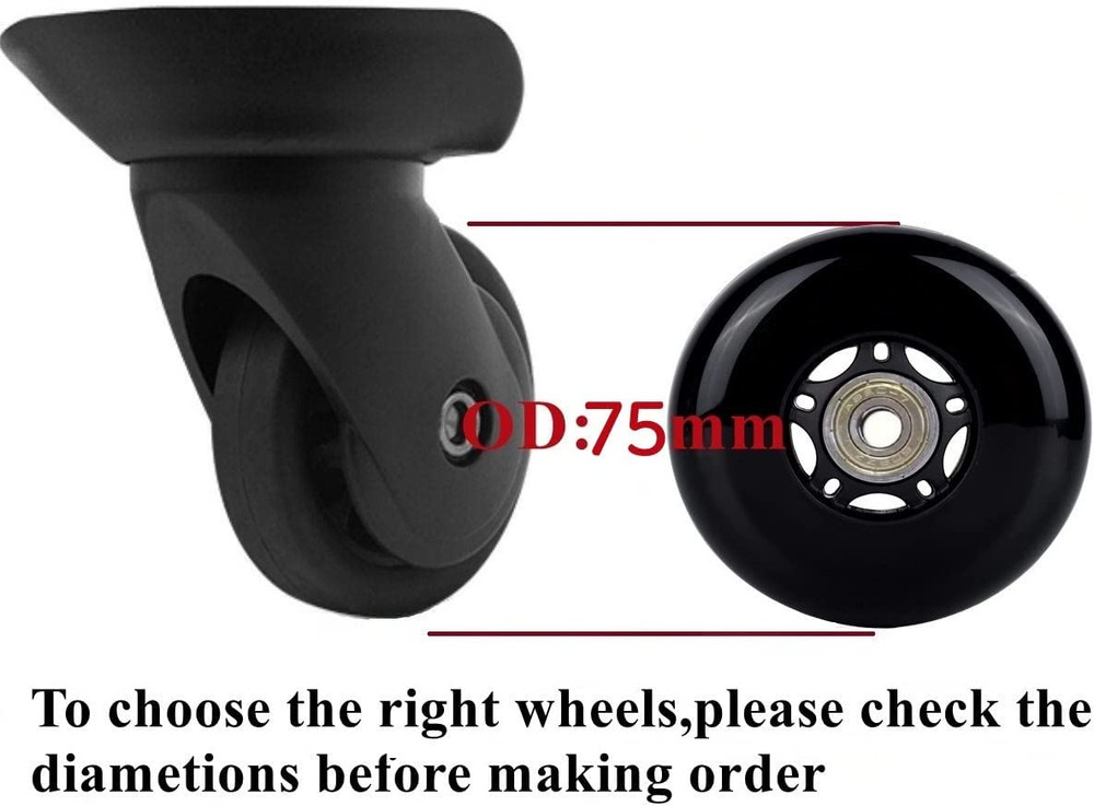 Luggage Wheels Replacement - Various Sizes - 1 Pair - with Bearings