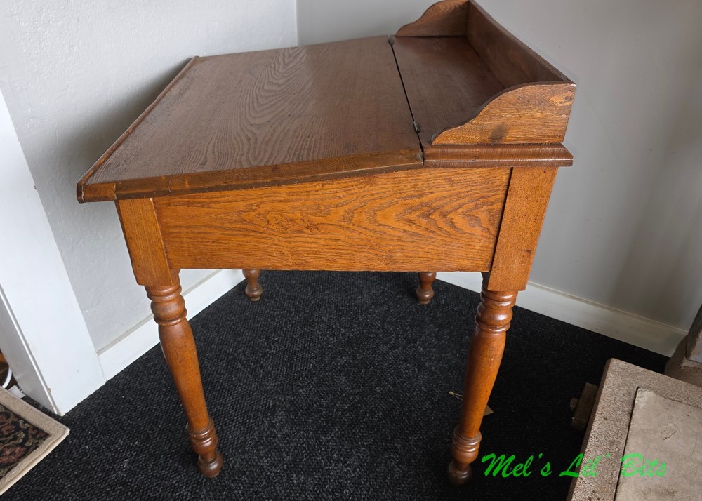 Victorian Solid Oak Slant Top Writing Desk