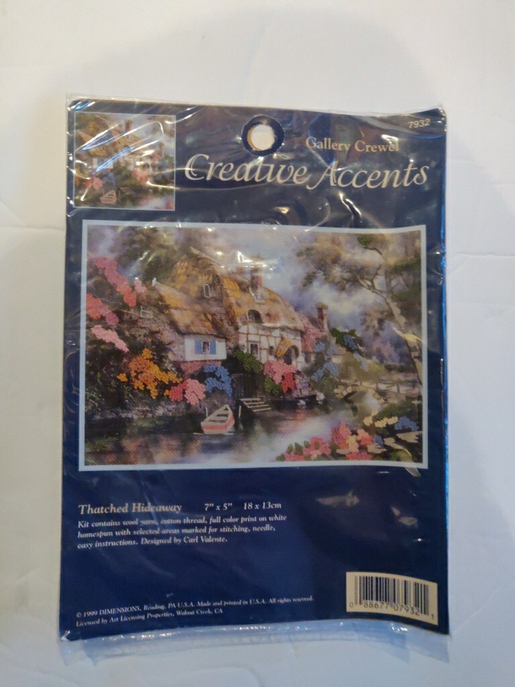 Gallery Crewel Needlepoint Kit # 7932 Thatched Hideaway,New In Package