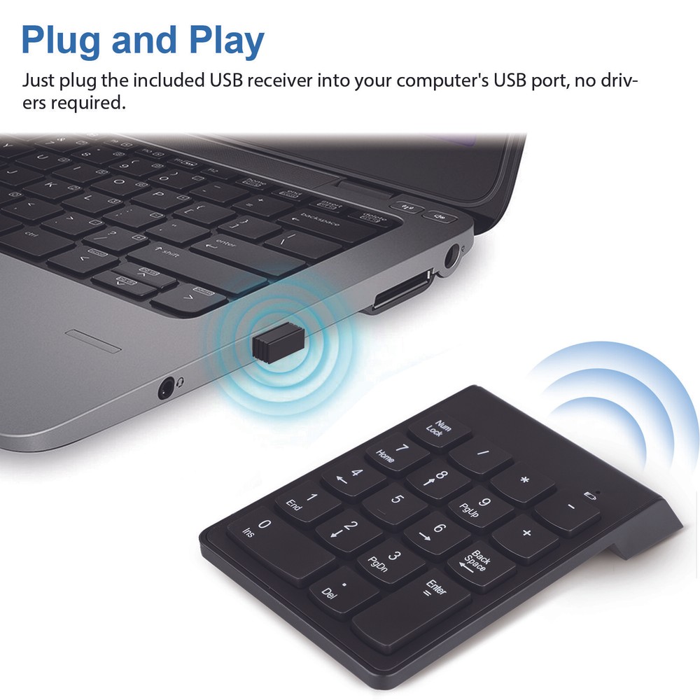 USB 2.4G Wireless Number Pad Numpad Numeric Keypad for Laptop Desktop PC 18Keys