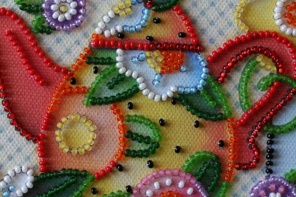 DIY Bead Embroidery Kit "Teatime" Beaded Stitching Needlepoint Beadwork