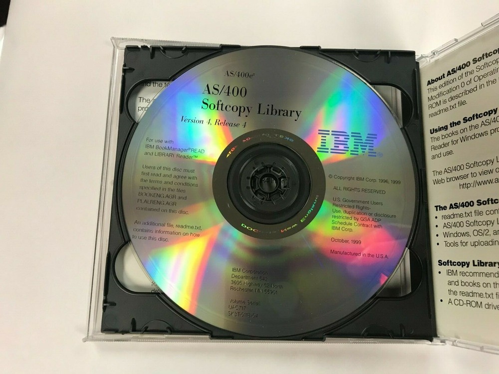IBM AS/400 SOFTCOPY LIBRARY & INFORMATION CENTER Version 4 Release 4 Manuals CD
